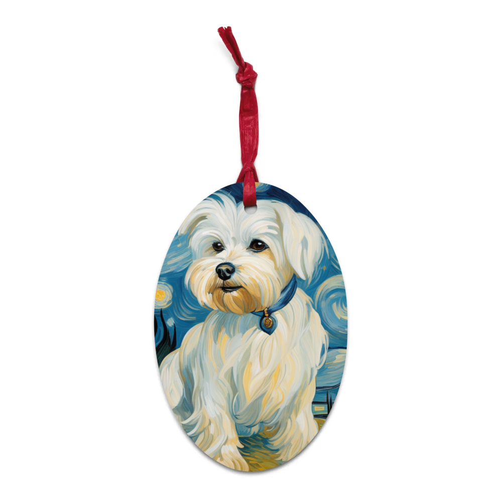 PugMug Custom Maltese Dog Wooden Ornament
