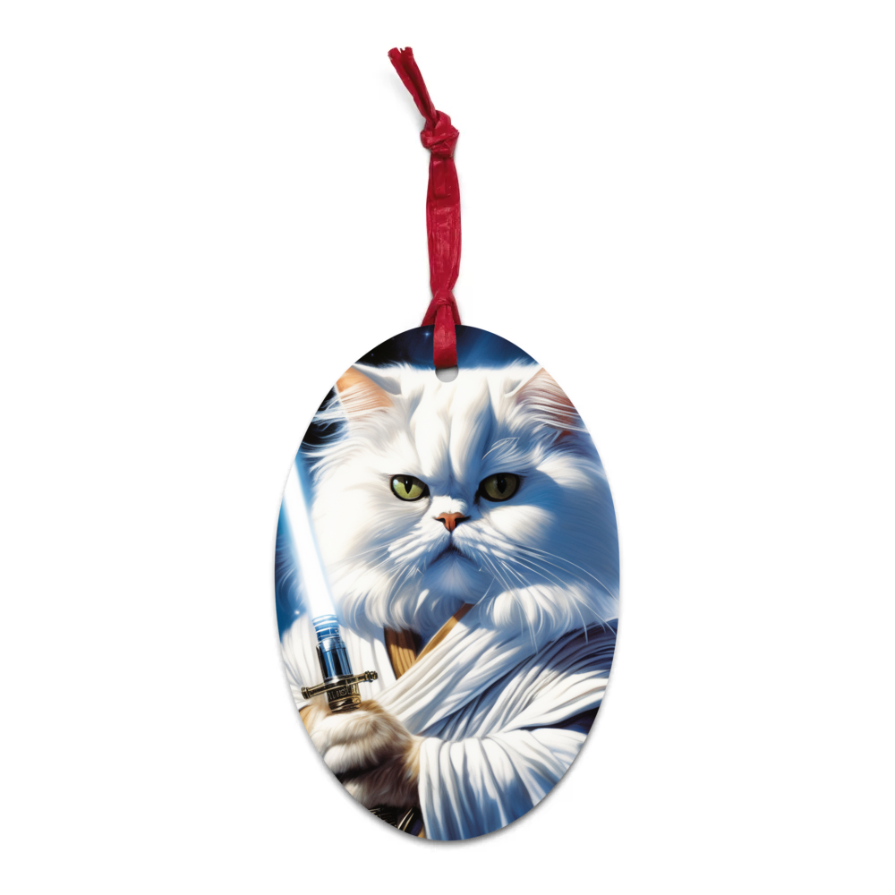 PugMug Custom White Persian Cat Wooden Ornament
