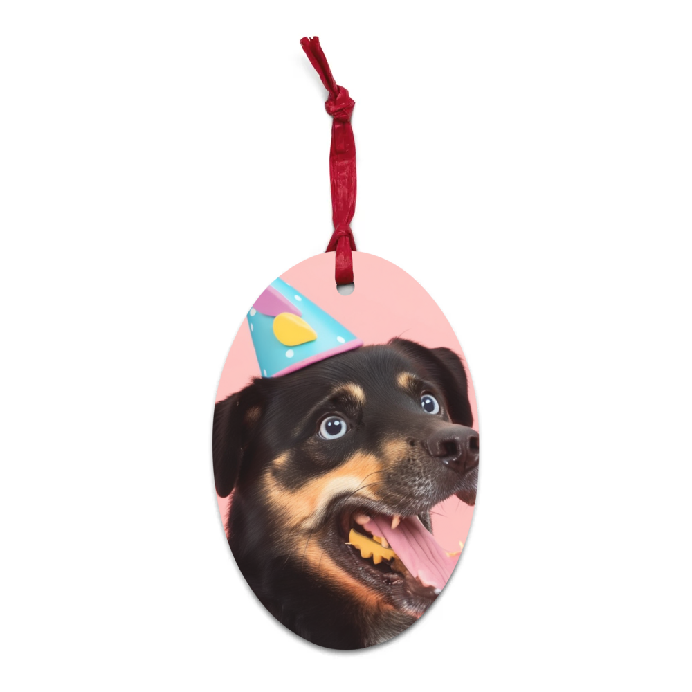 PugMug Custom Blue Wooden Ornament