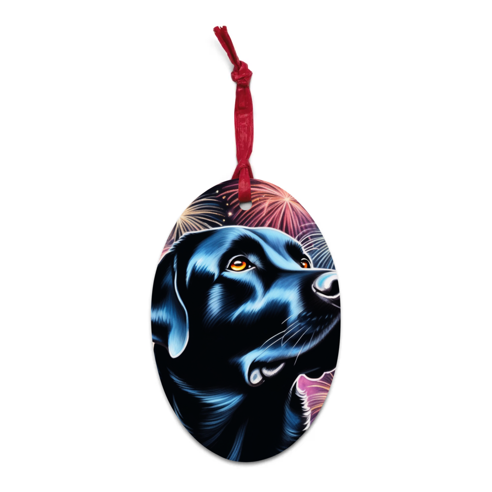 PugMug Custom Black Labrador Retriever Wooden Ornament