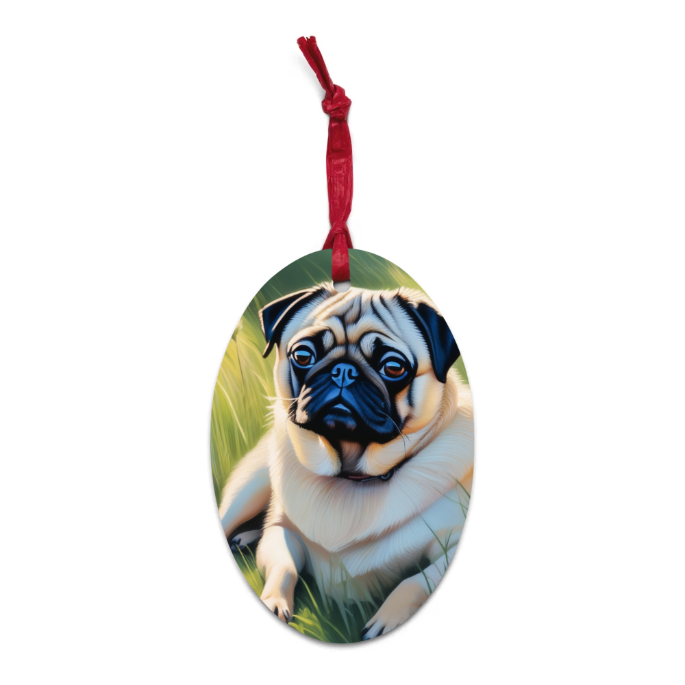 PugMug Custom Pug Wooden Ornament