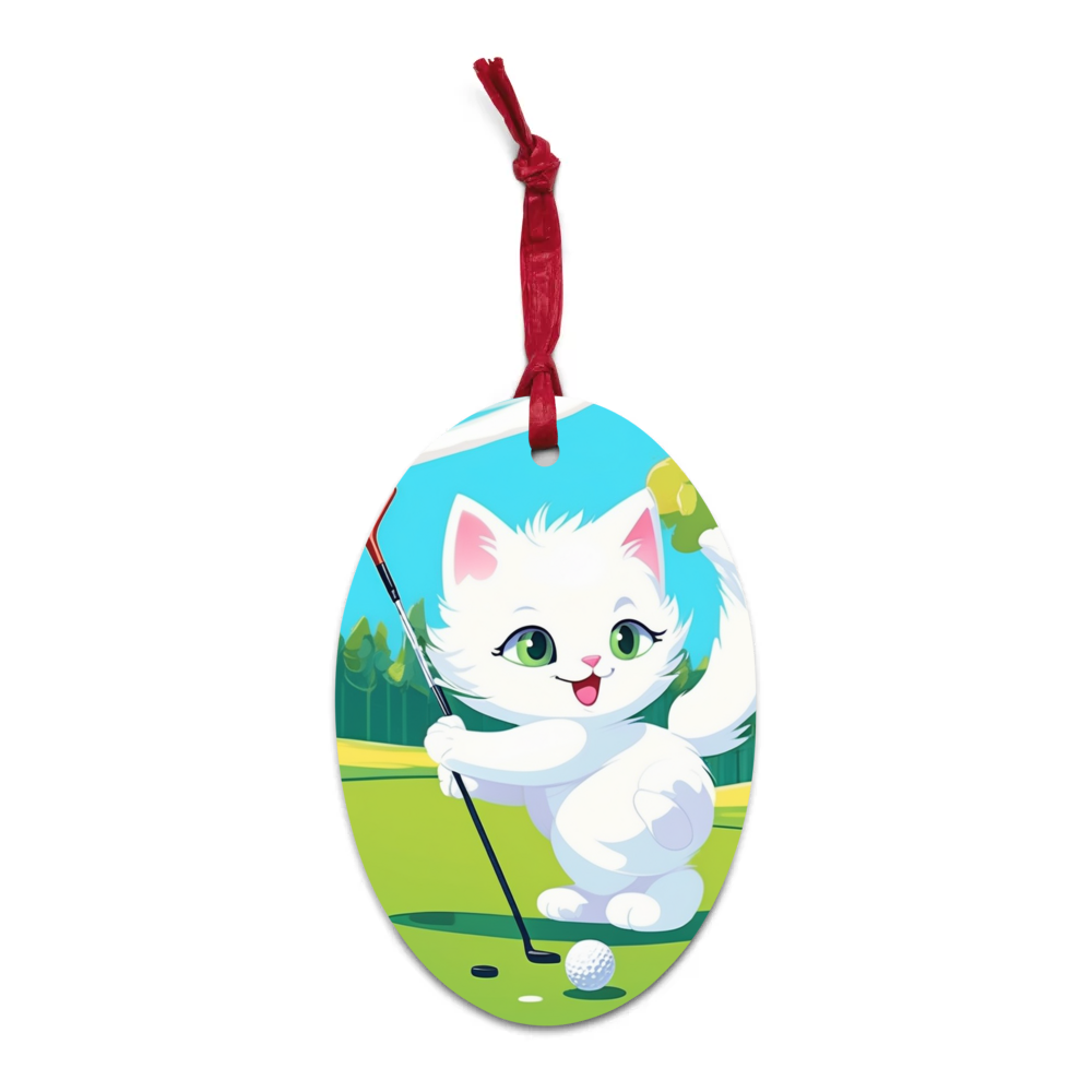 PugMug Custom White Companion Cat Wooden Ornament