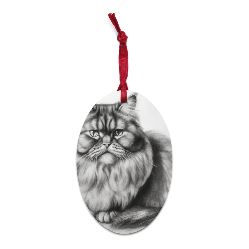 PugMug Custom Tabby Persian Cat Wooden Ornament