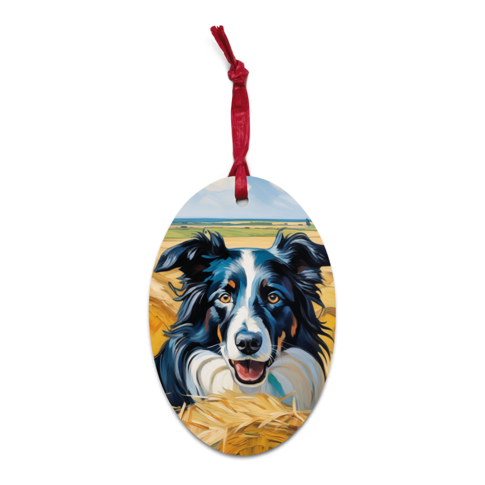 PugMug Custom Border Collie Wooden Ornament