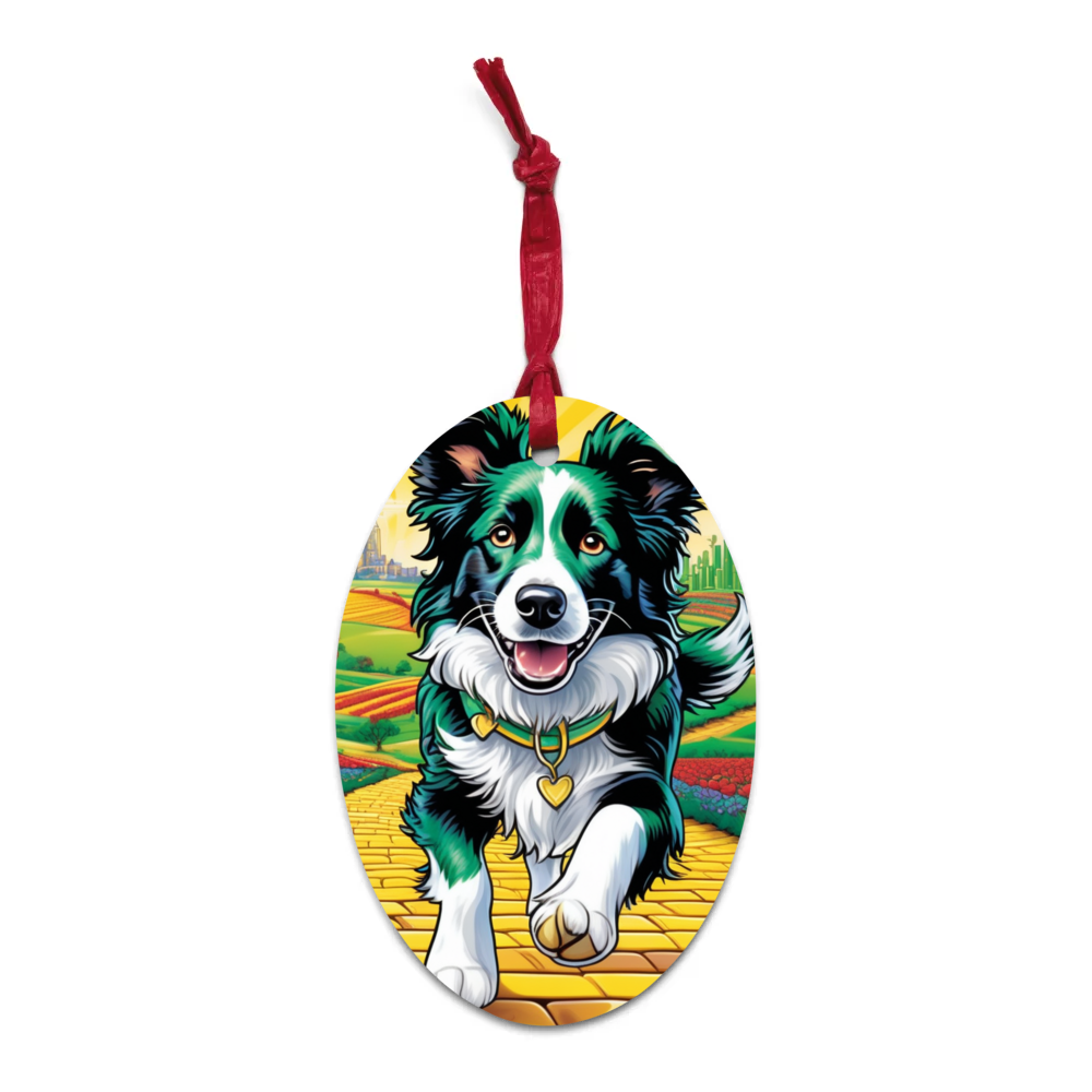 PugMug Custom Border Collie Wooden Ornament