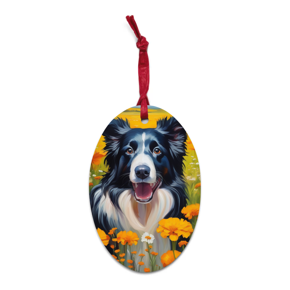 PugMug Custom Border Collie Wooden Ornament