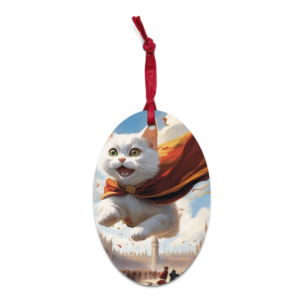 PugMug Custom White Companion Cat Wooden Ornament