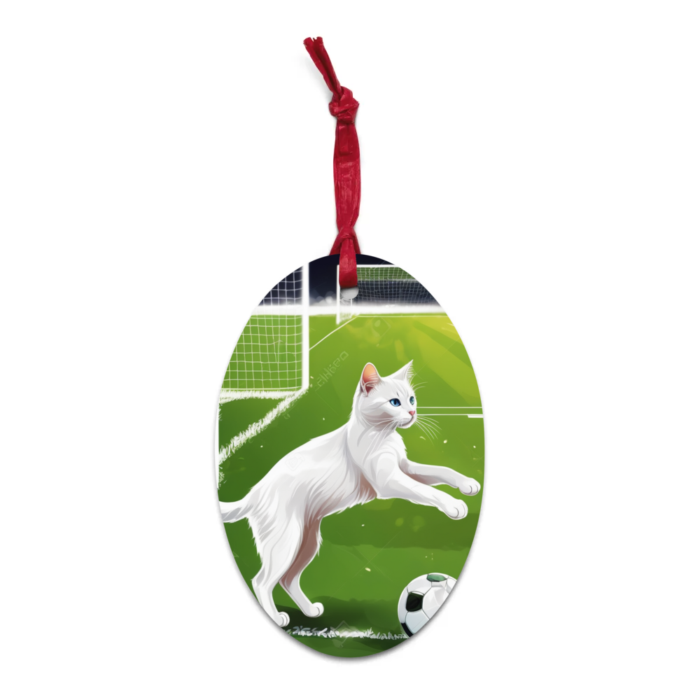 PugMug Custom White Companion Cat Wooden Ornament