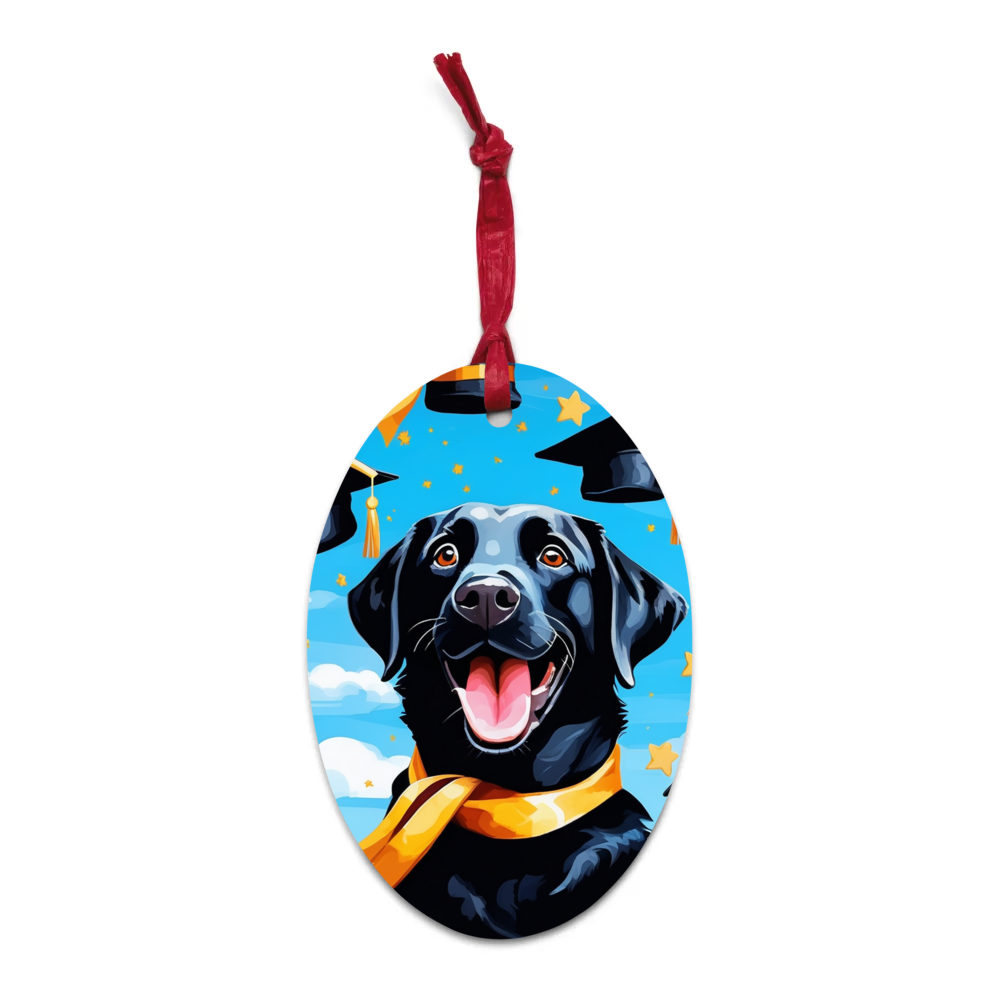 PugMug Custom Black Labrador Retriever Wooden Ornament