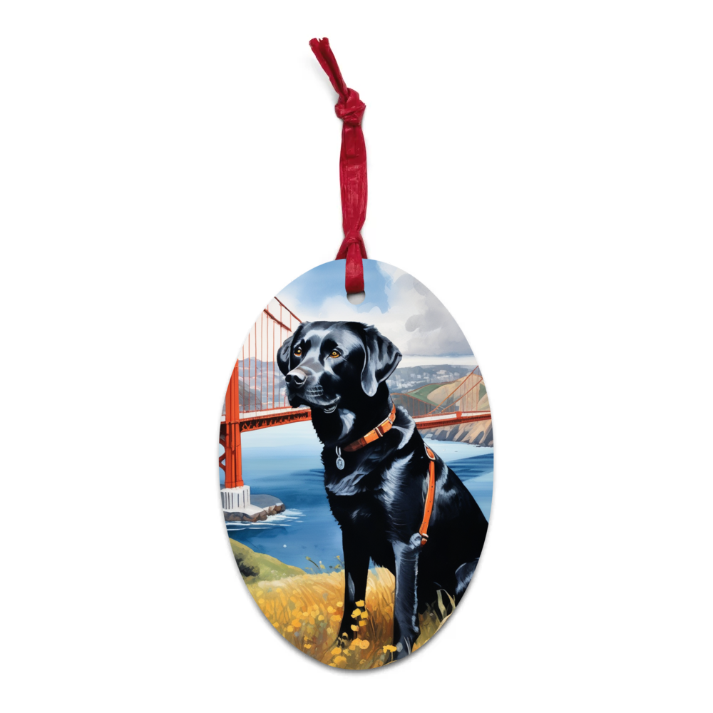 PugMug Custom Black Labrador Retriever Wooden Ornament