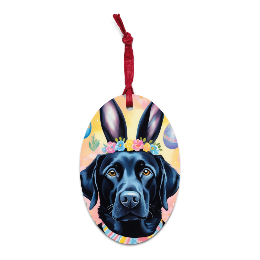 PugMug Custom Black Labrador Retriever Wooden Ornament