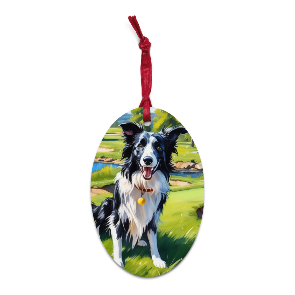 PugMug Custom Border Collie Wooden Ornament
