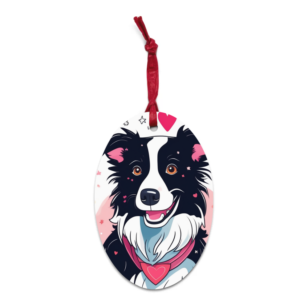 PugMug Custom Border Collie Wooden Ornament