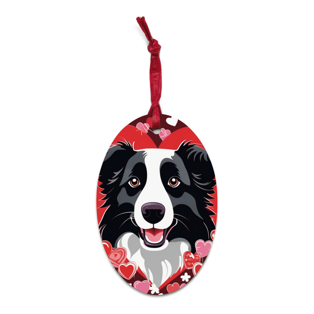 PugMug Custom Border Collie Wooden Ornament