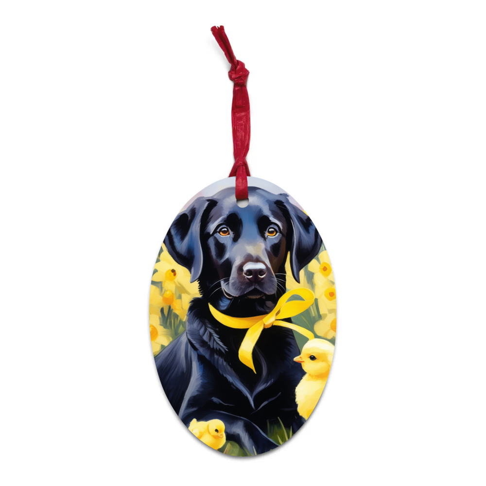 PugMug Custom Black Labrador Retriever Wooden Ornament