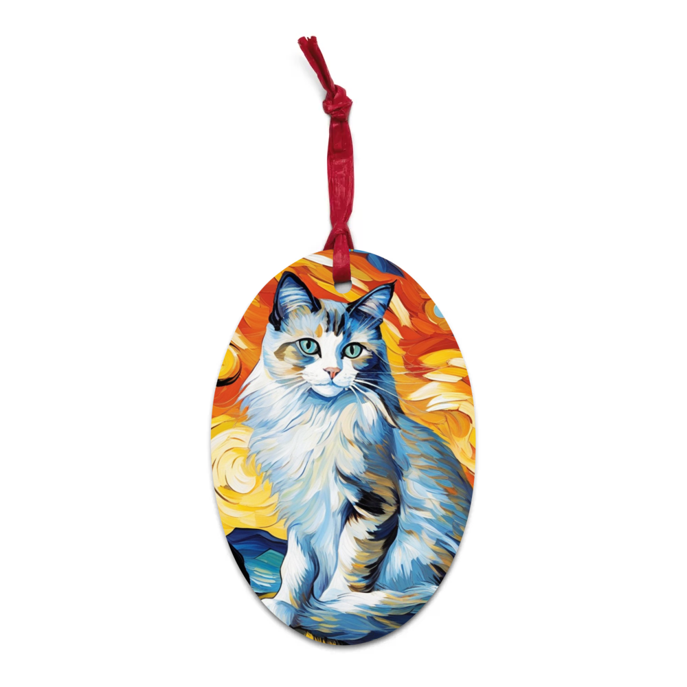 PugMug Custom Tabby Ragdoll Cat Wooden Ornament