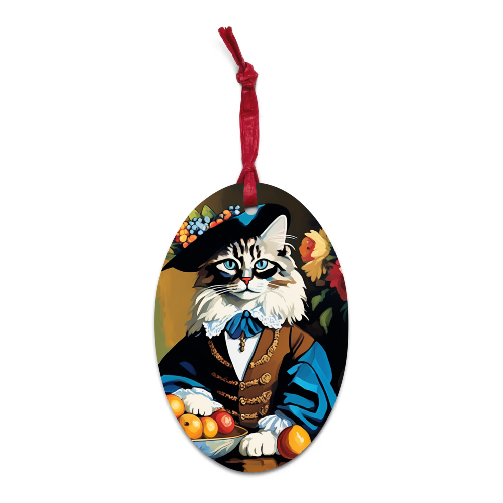 PugMug Custom Tabby Ragdoll Cat Wooden Ornament