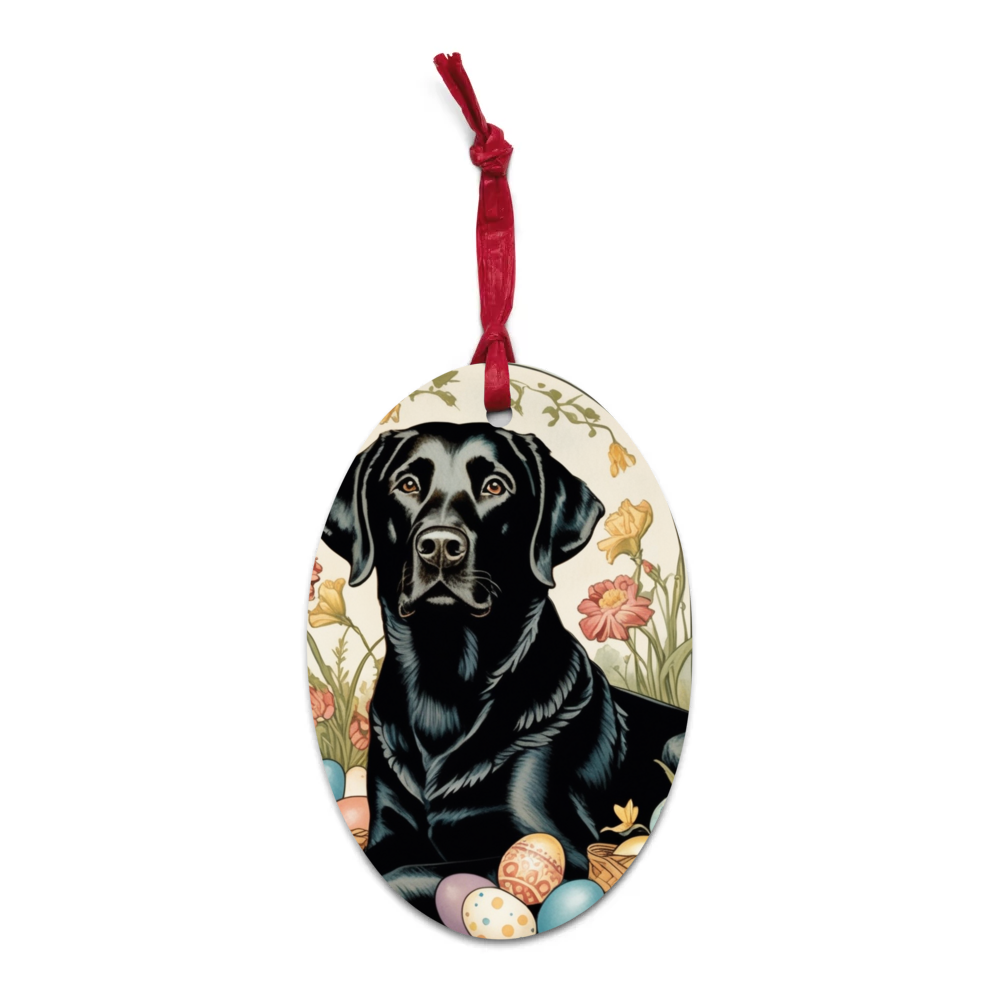 PugMug Custom Black Labrador Retriever Wooden Ornament