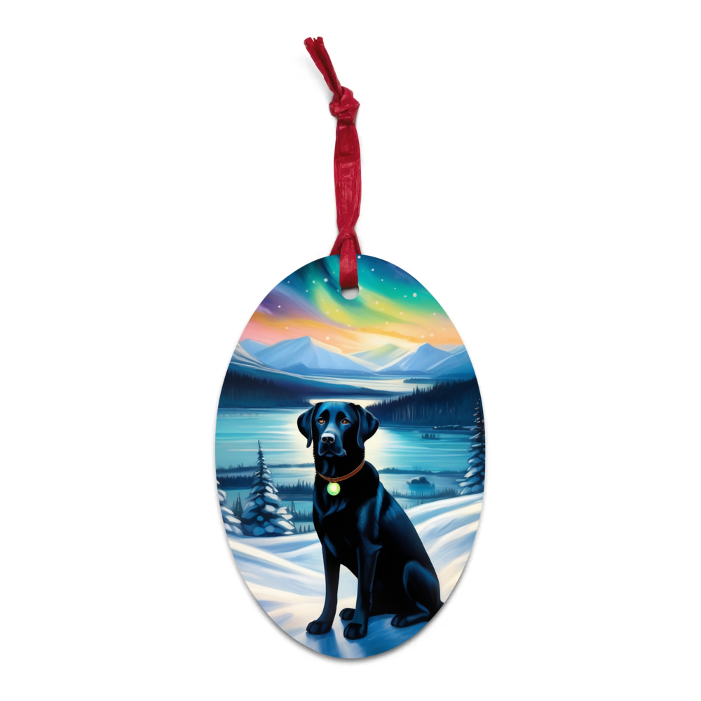 PugMug Custom Black Labrador Retriever Wooden Ornament