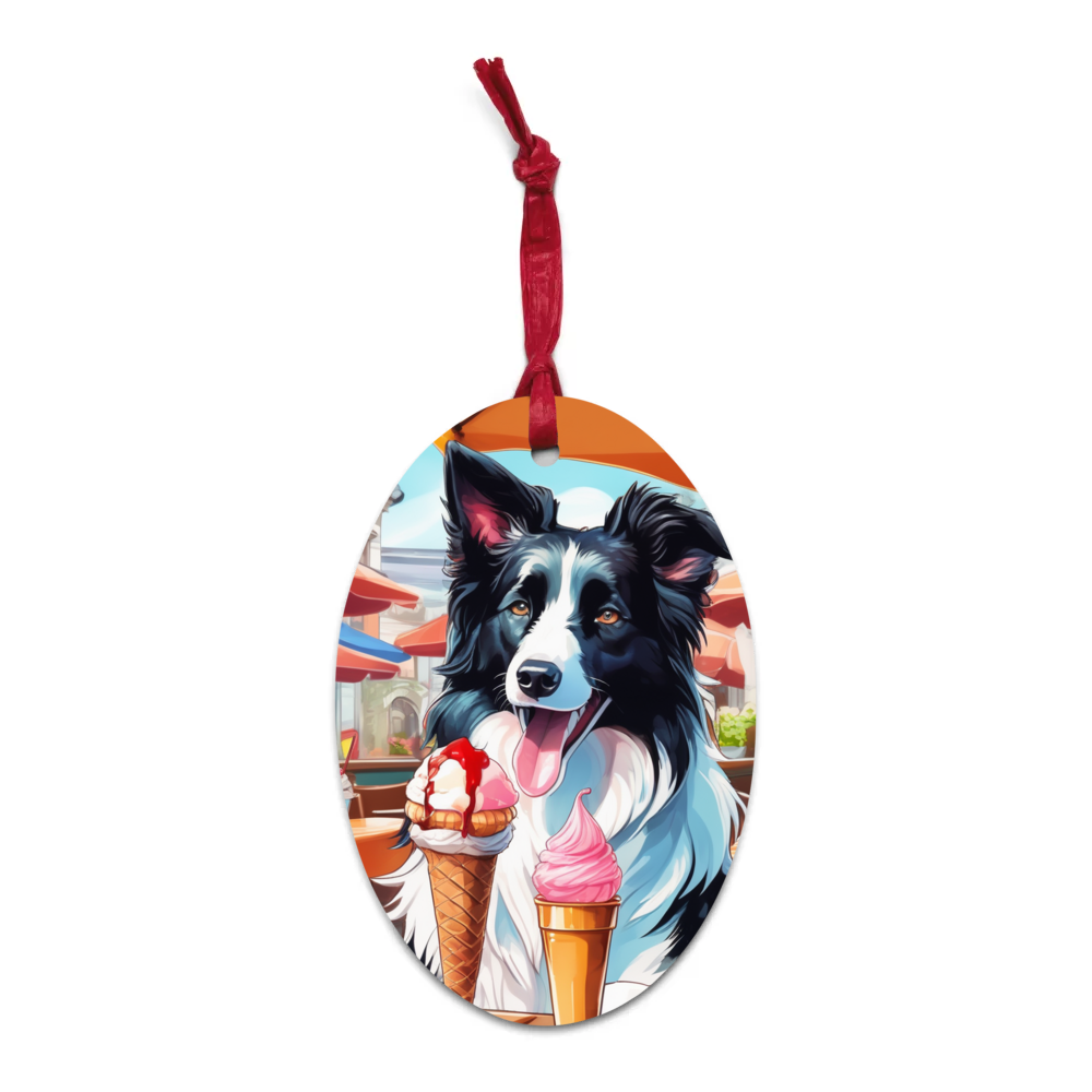 PugMug Custom Border Collie Wooden Ornament