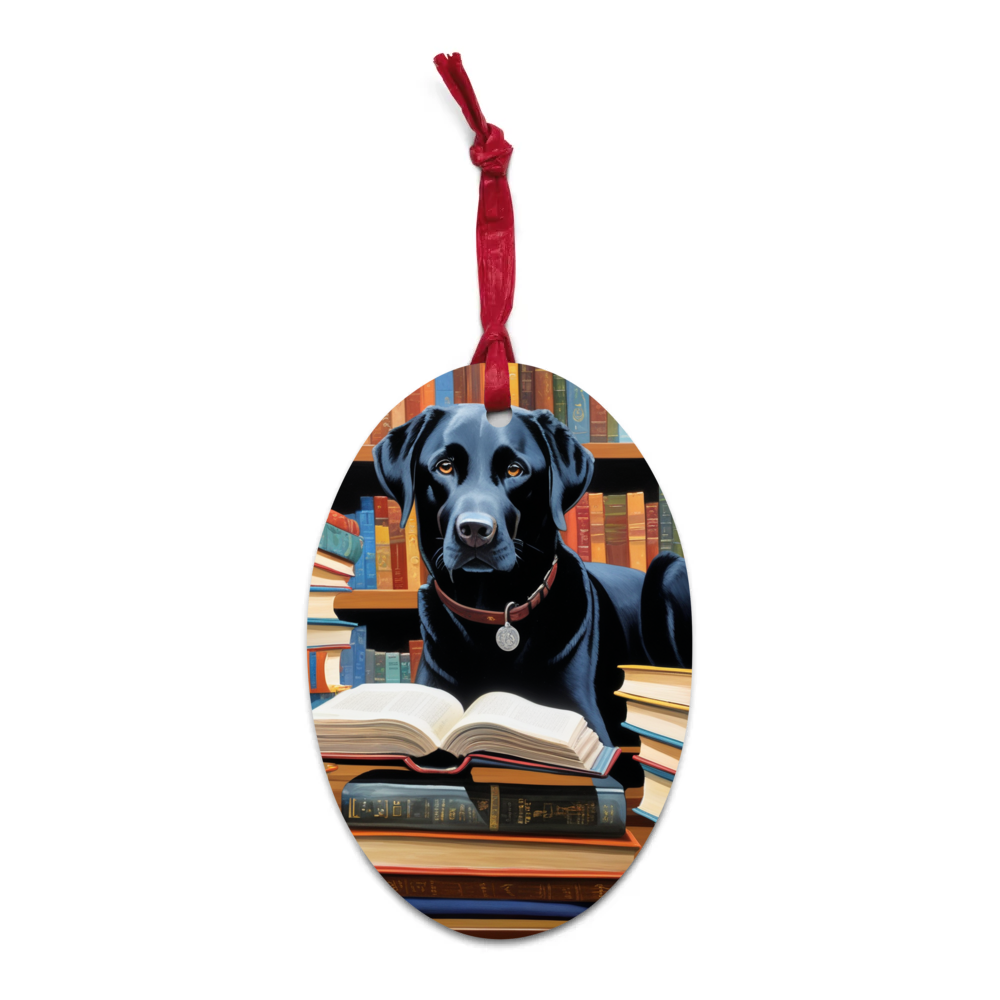 PugMug Custom Black Labrador Retriever Wooden Ornament
