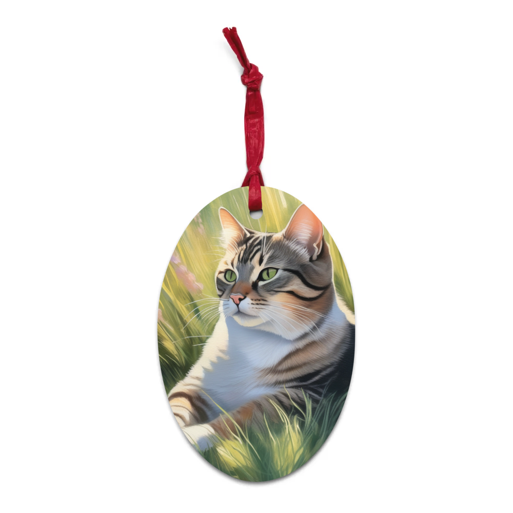 PugMug Custom Tabby Companion Cat Wooden Ornament