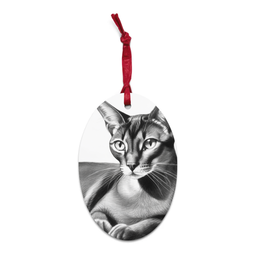 PugMug Custom Black Abyssinian Cat Wooden Ornament