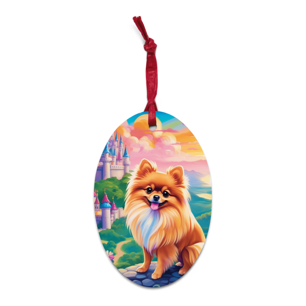 PugMug Custom Tan Pomeranian Wooden Ornament