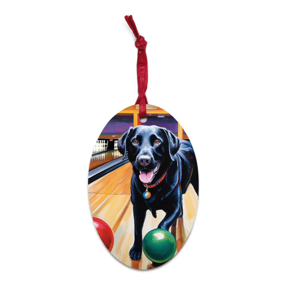 PugMug Custom Black Labrador Retriever Wooden Ornament
