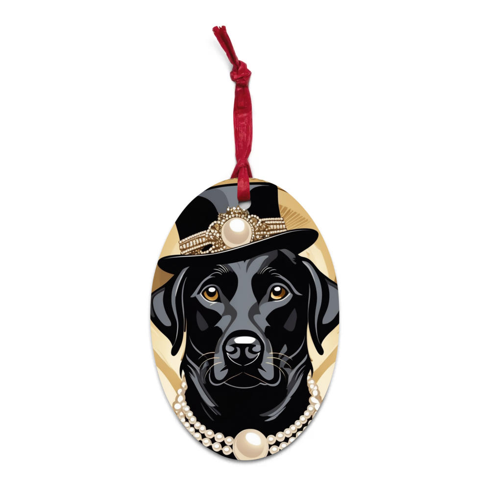 PugMug Custom Black Labrador Retriever Wooden Ornament