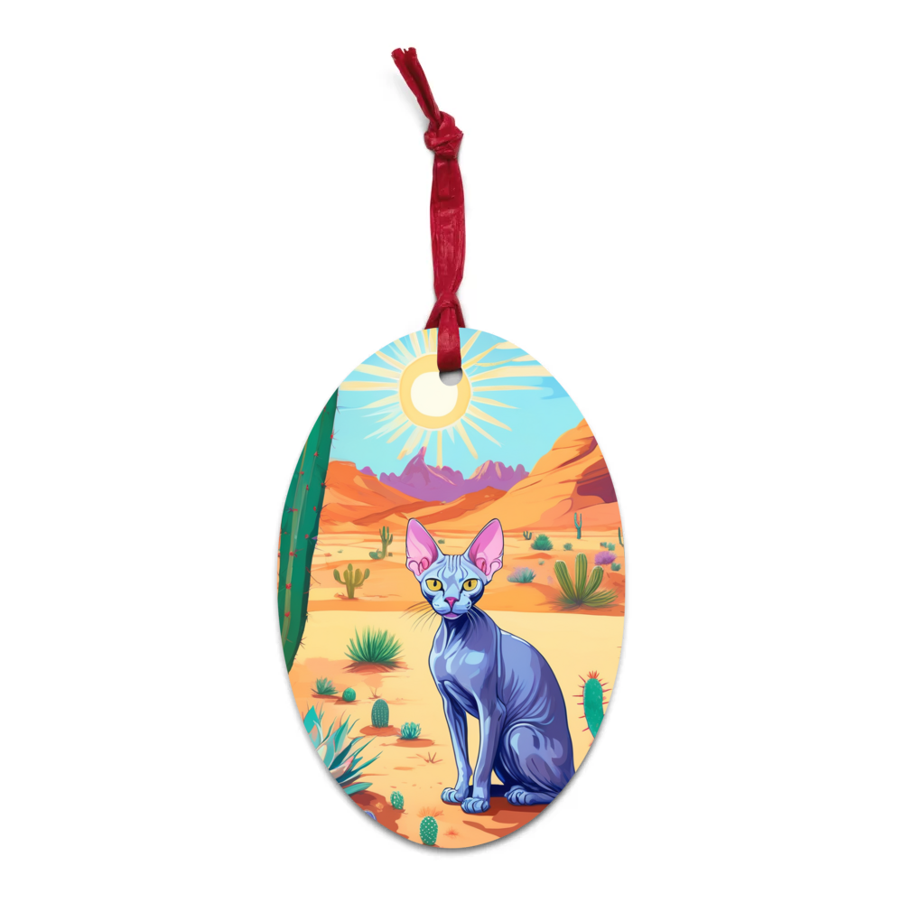 PugMug Custom Tabby Sphynx Cat Wooden Ornament