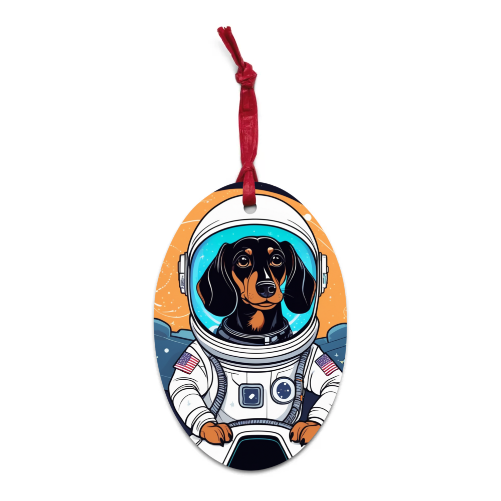 PugMug Custom Black Dachshund Wooden Ornament