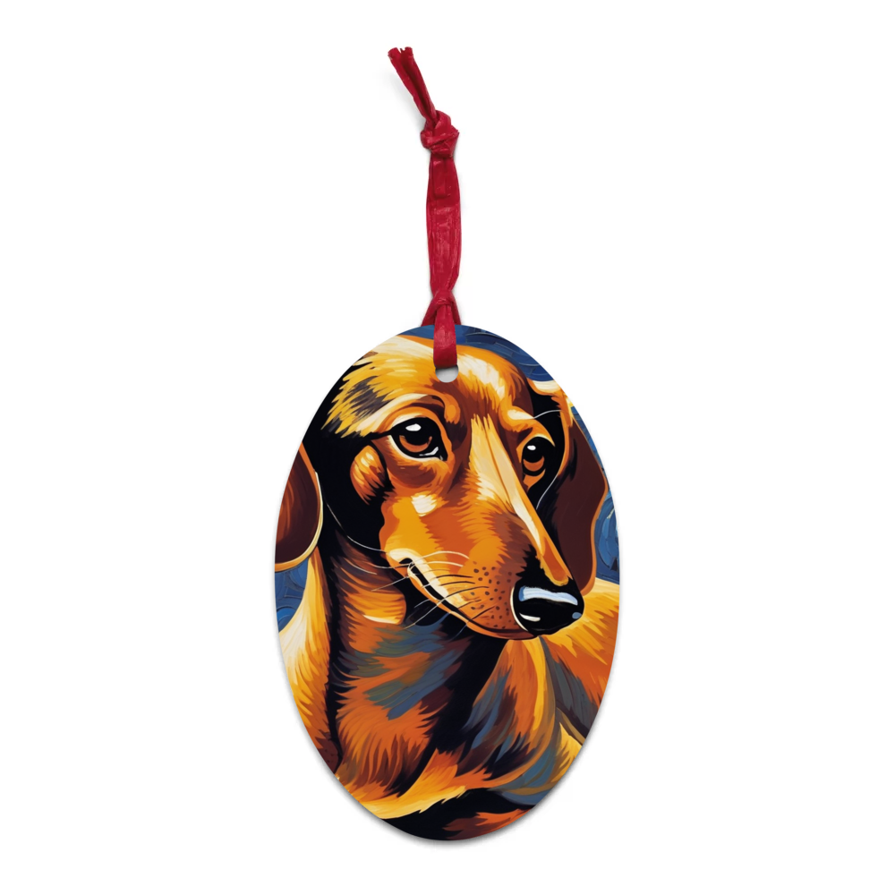 PugMug Custom Tan Dachshund Wooden Ornament