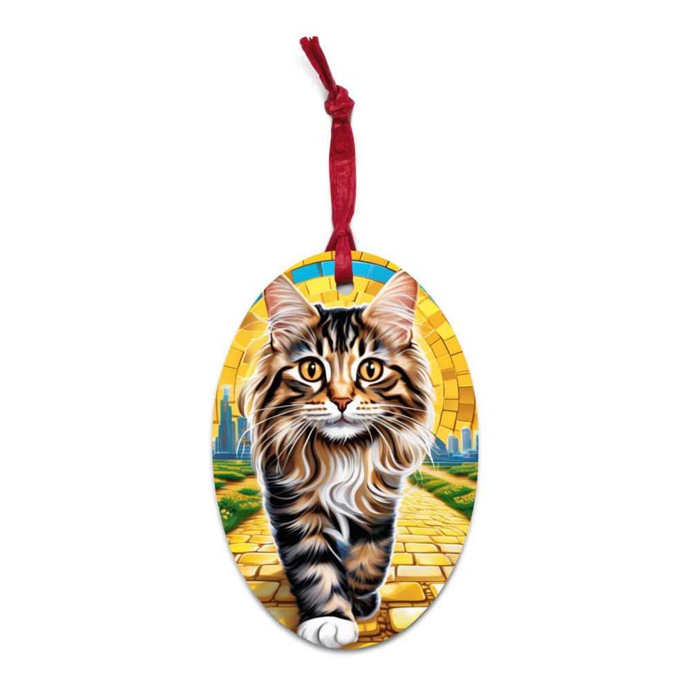 PugMug Custom Tabby Maine Coon Cat Wooden Ornament