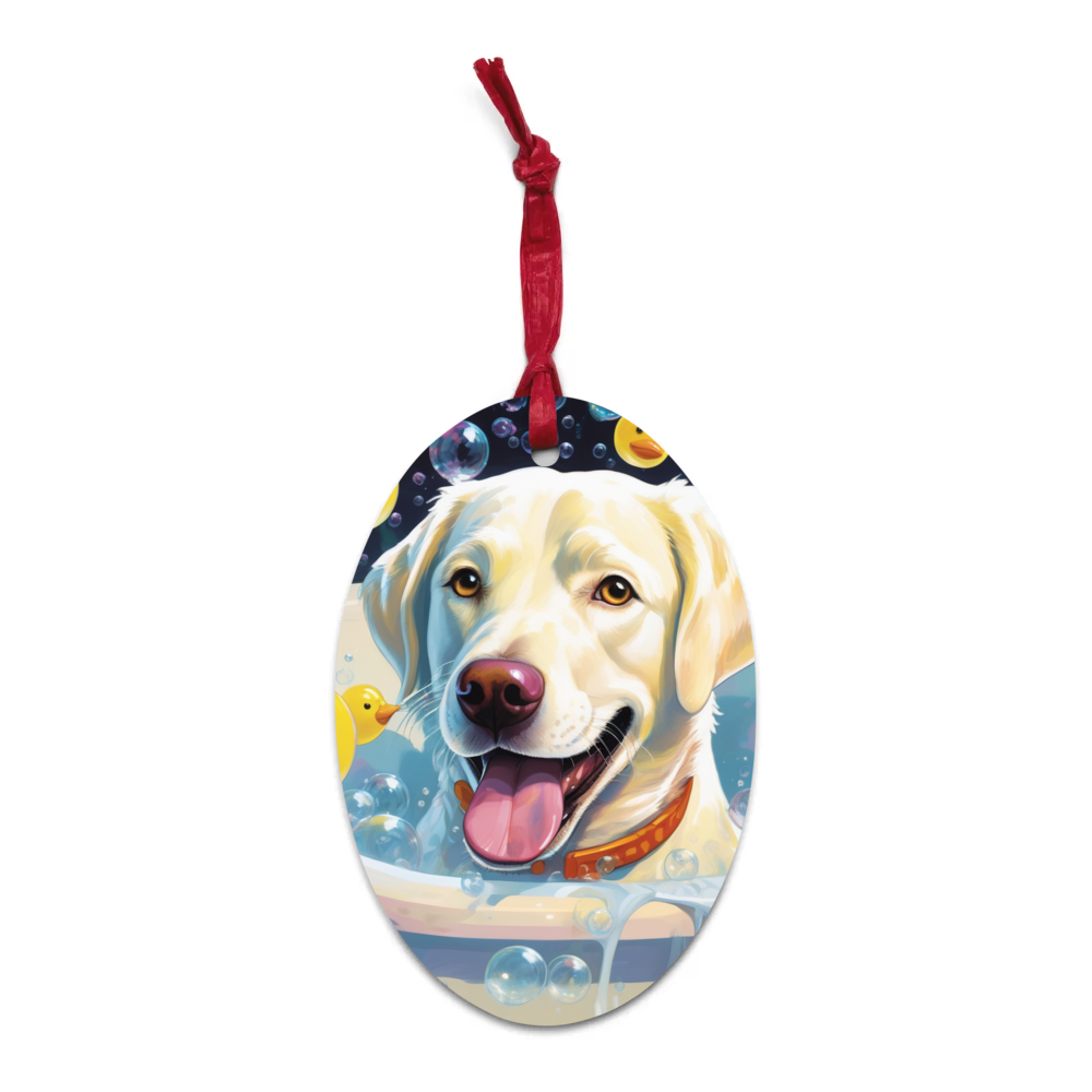 PugMug Custom White Labrador Retriever Wooden Ornament