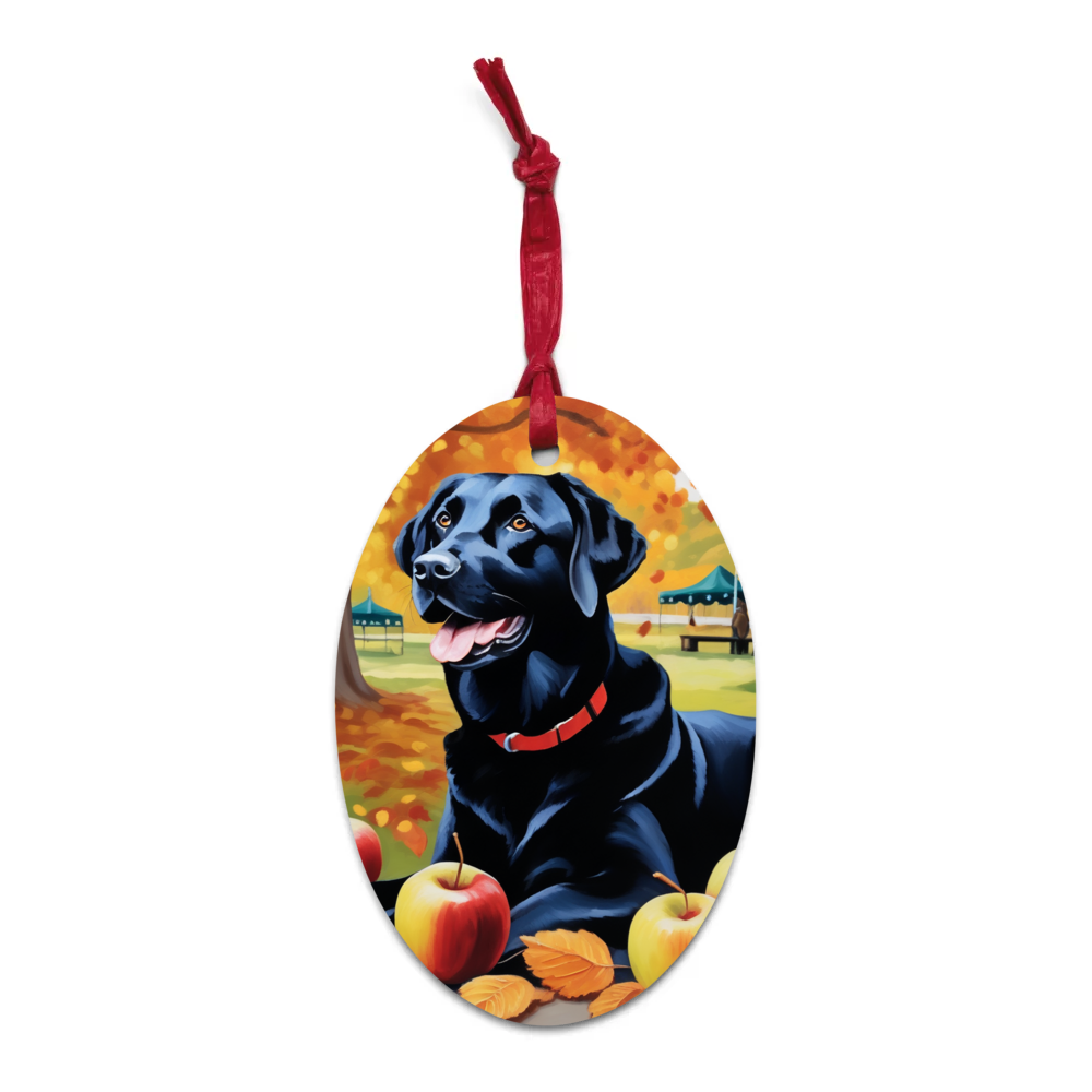 PugMug Custom Black Labrador Retriever Wooden Ornament