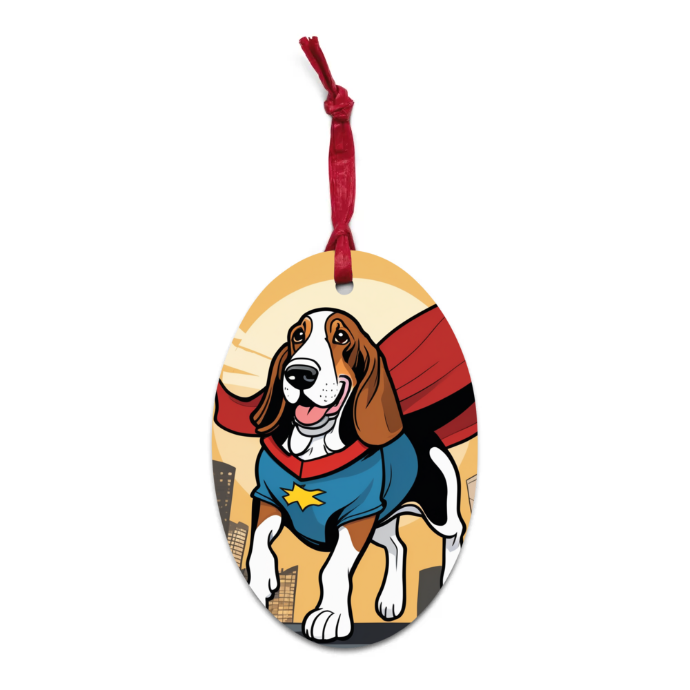 PugMug Custom Basset Hound Wooden Ornament