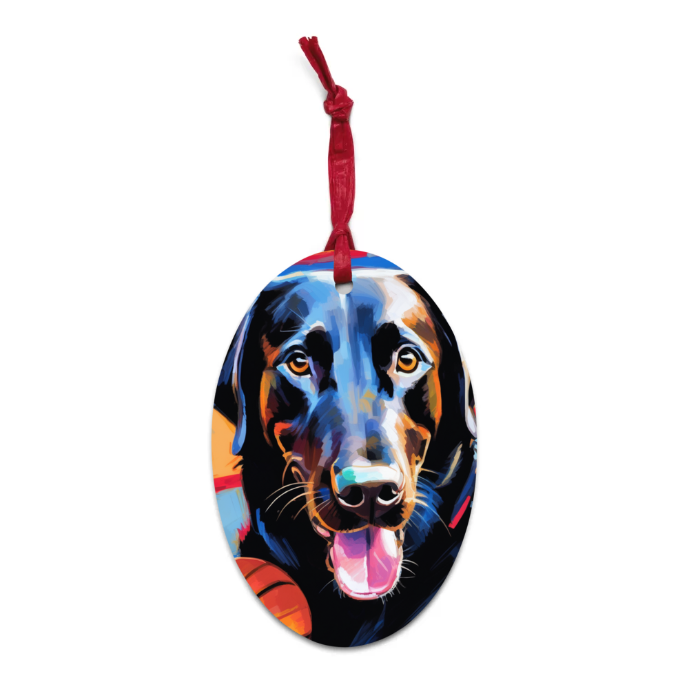 PugMug Custom Black Labrador Retriever Wooden Ornament