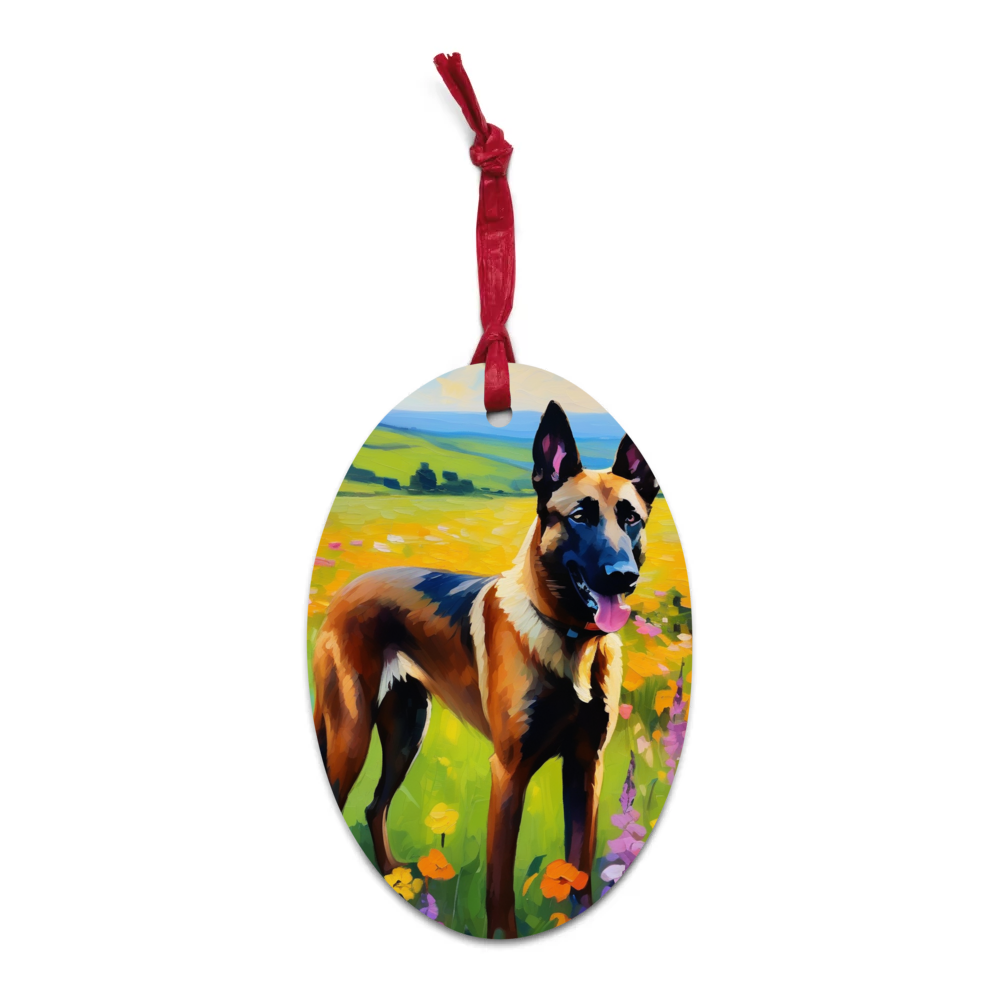 PugMug Custom Belgian Malinois Wooden Ornament