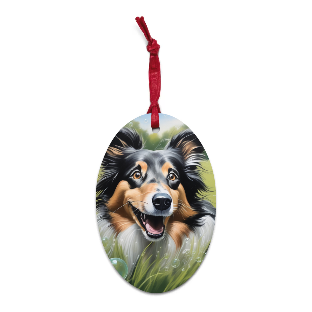 PugMug Custom Collie Wooden Ornament