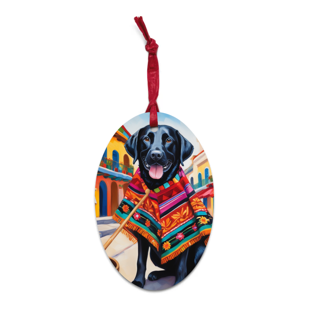 PugMug Custom Black Labrador Retriever Wooden Ornament