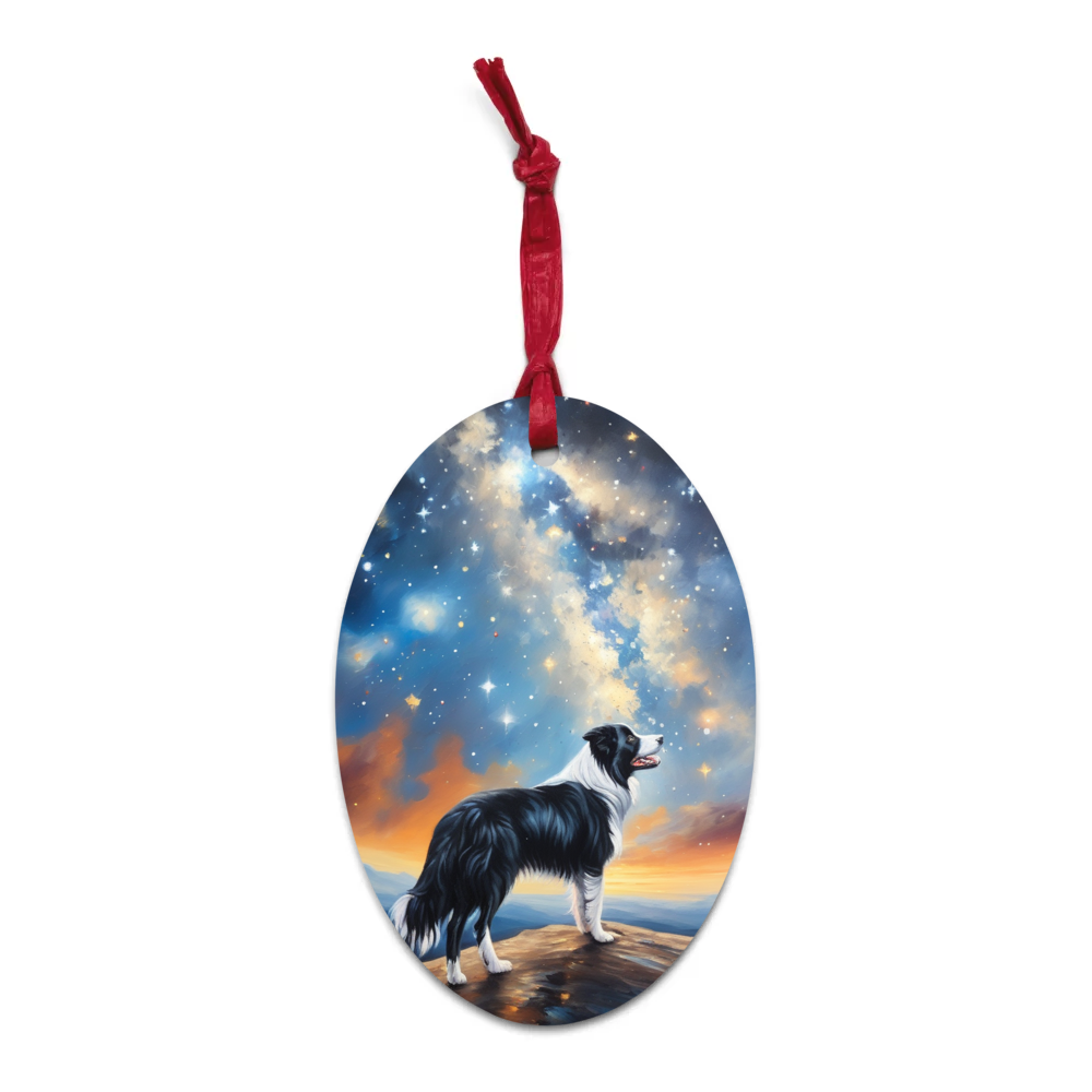 PugMug Custom Border Collie Wooden Ornament