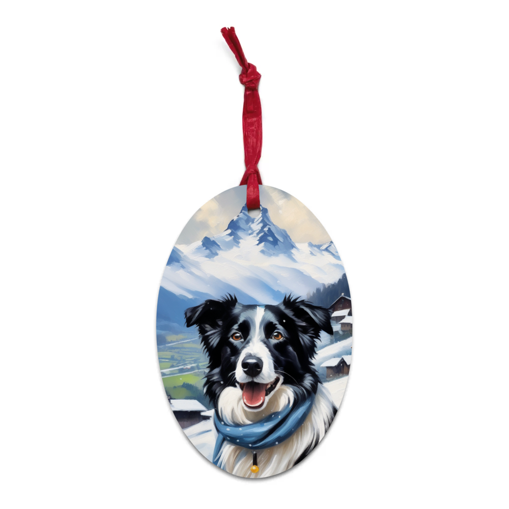 PugMug Custom Border Collie Wooden Ornament