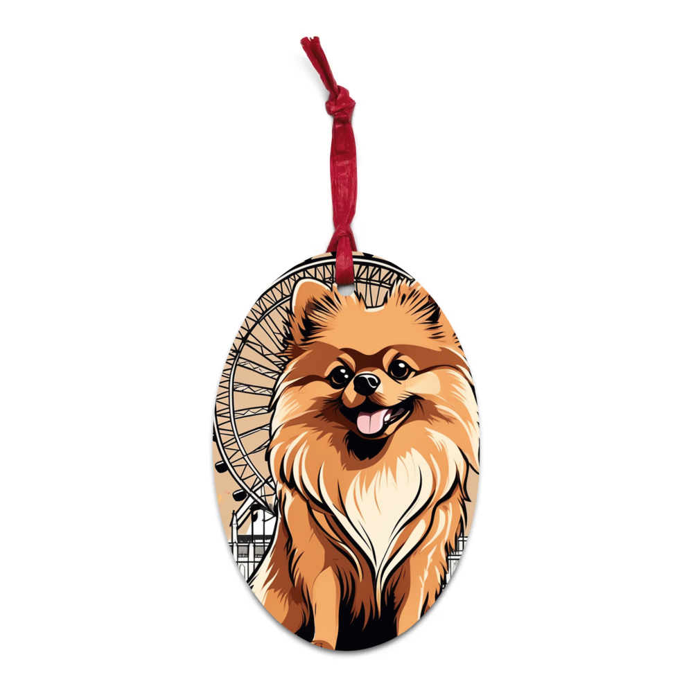 PugMug Custom Tan Pomeranian Wooden Ornament