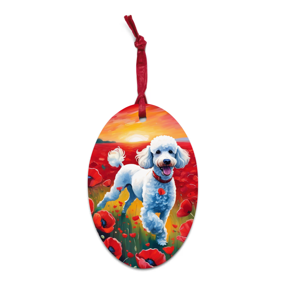 PugMug Custom White Poodle Wooden Ornament