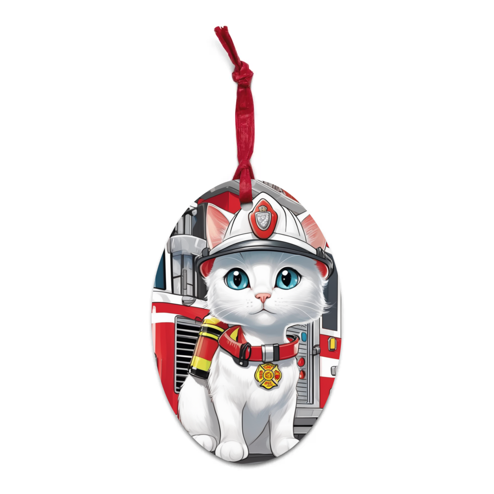 PugMug Custom White Companion Cat Wooden Ornament