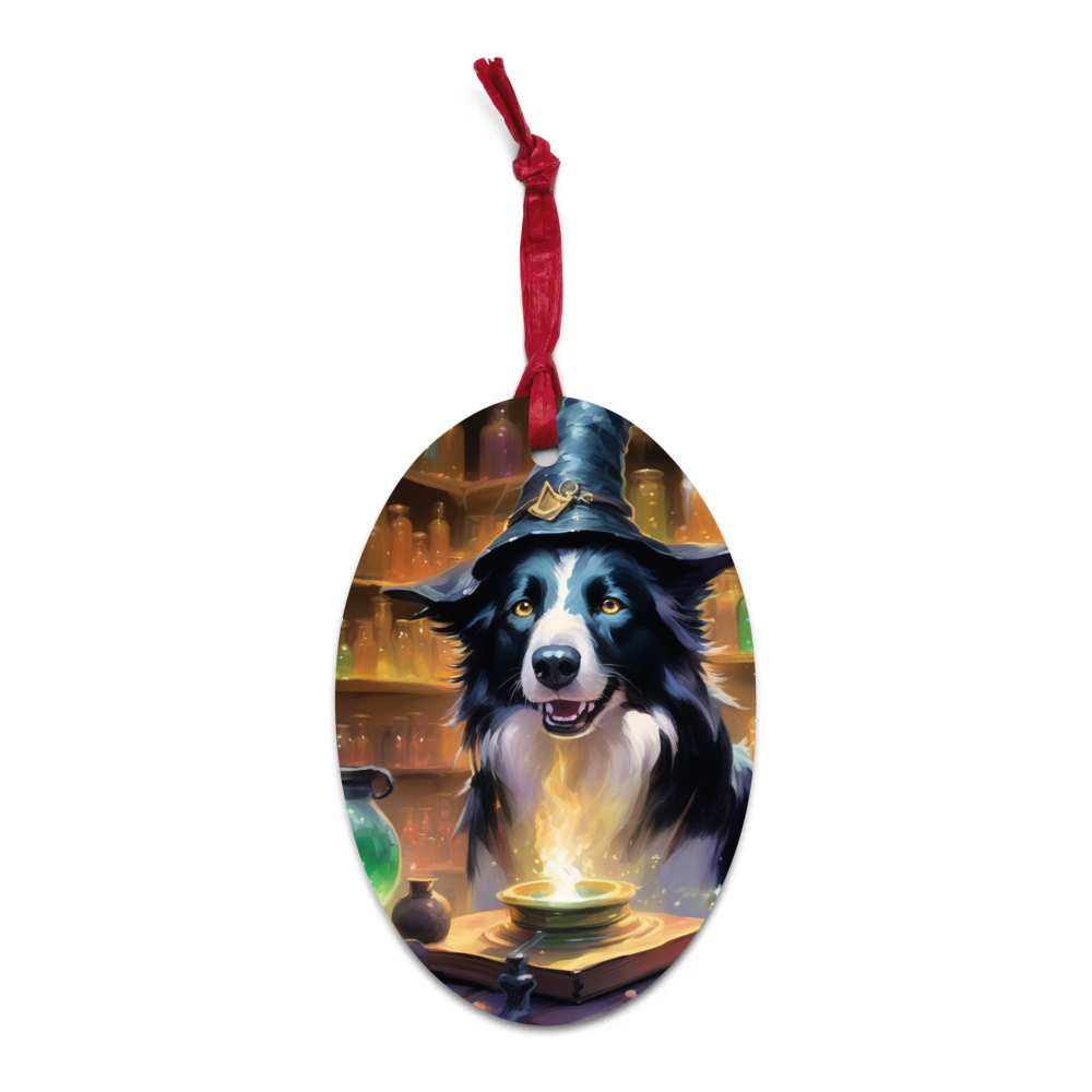 PugMug Custom Border Collie Wooden Ornament