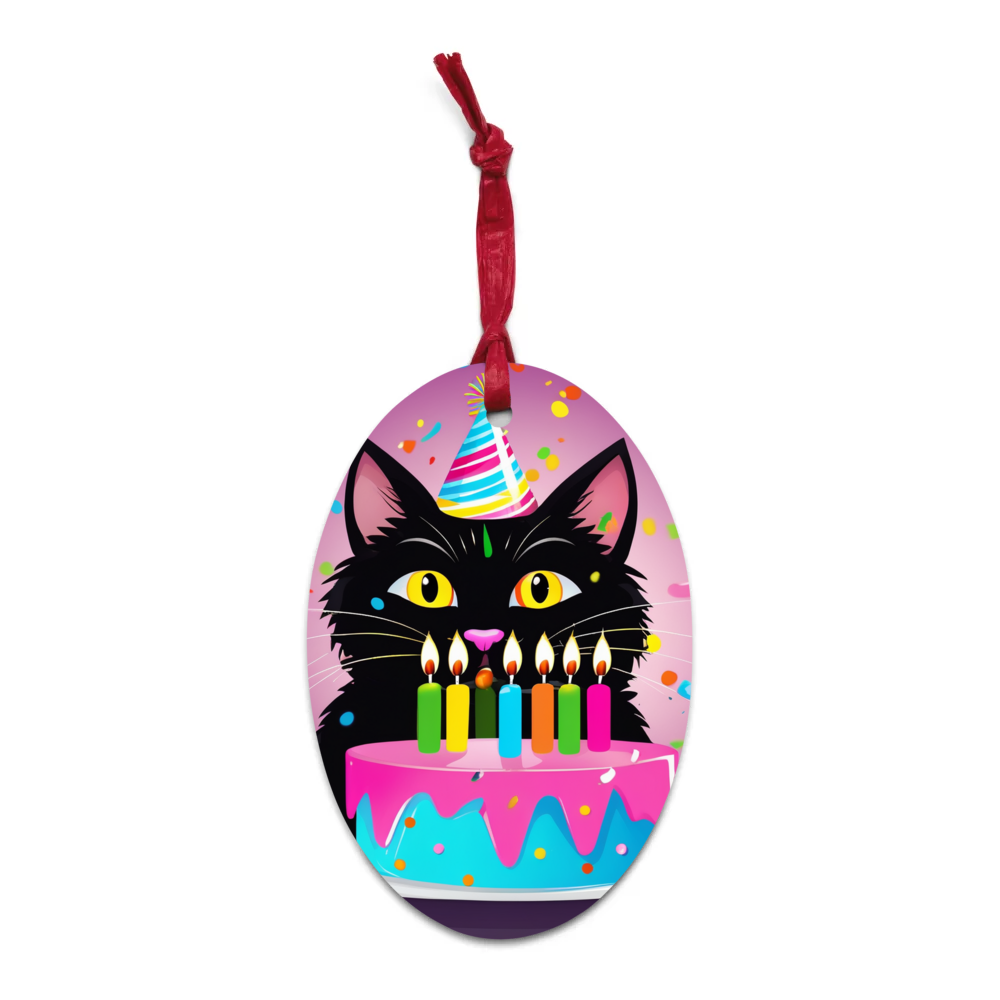 PugMug Custom Black Companion Cat Wooden Ornament