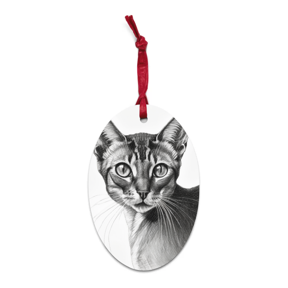 PugMug Custom Tabby Abyssinian Cat Wooden Ornament