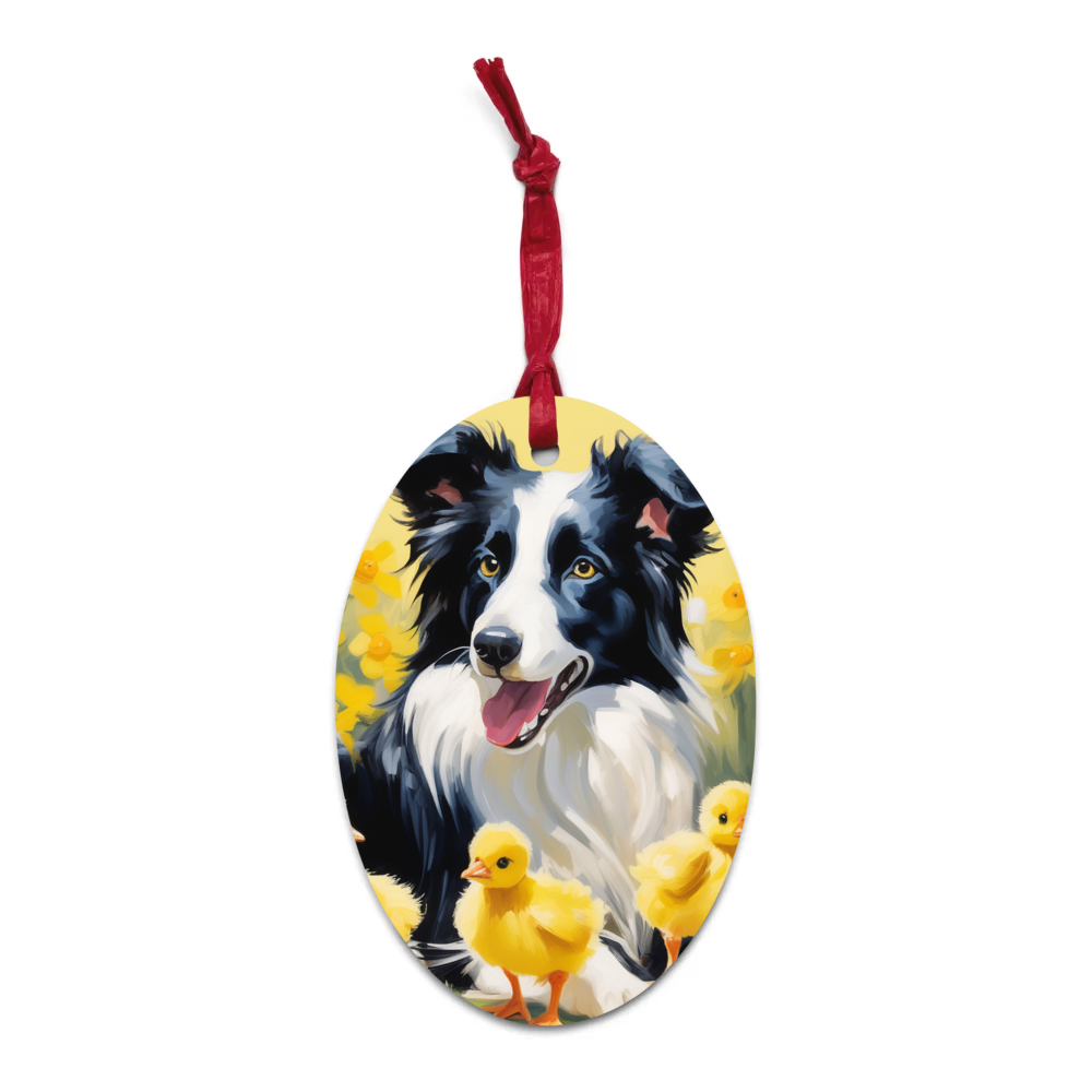 PugMug Custom Border Collie Wooden Ornament